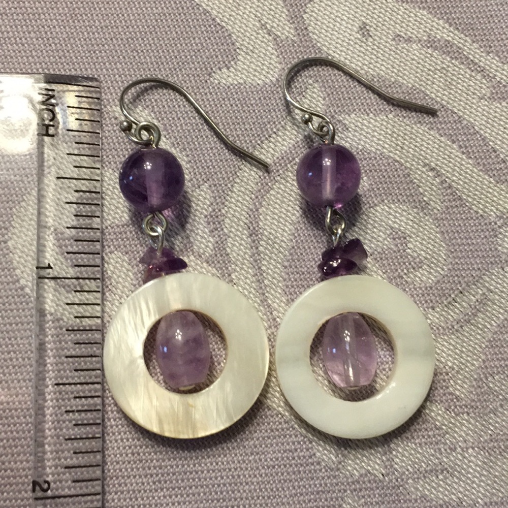 Amethyst And Shell Earrings. - image 2